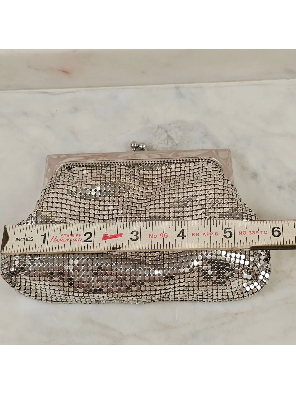Vintage Whiting & Davis Silver Mesh Evening Bag Silver Frame 1950s